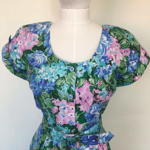 Floral Blue and Pink Dress - Picture 3 of 11